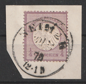 Michel Nr. 1, Freimarke 1/4 Groschen mit kleinem Brustschild auf Briefstück gestempelt.